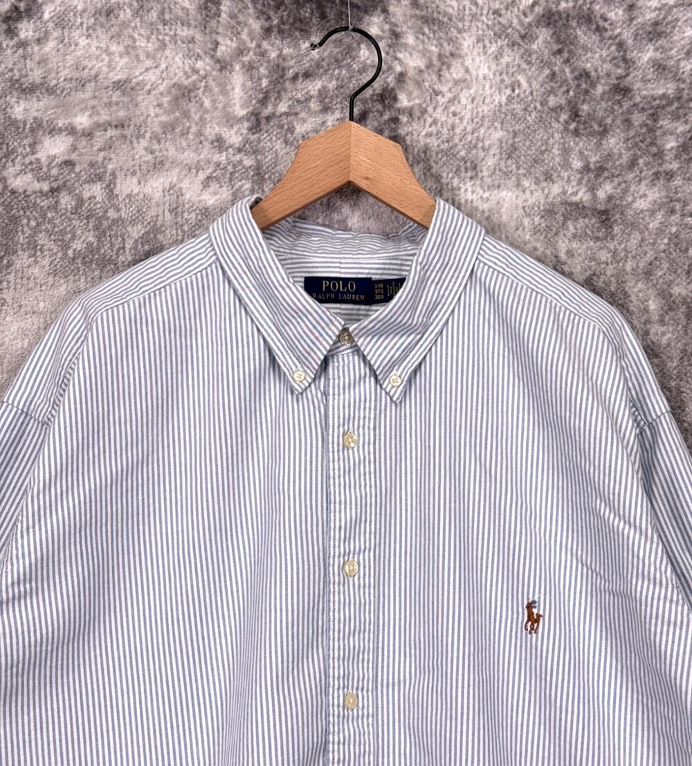 Polo Ralph Lauren Oxford Shirt 3XB Mens White & Blue Striped Flesh Pony
